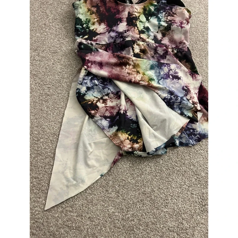 Torrid Swim Dress Womens 1 Multi Color Excellent Tie Dye Handkerchief Hem Twist
